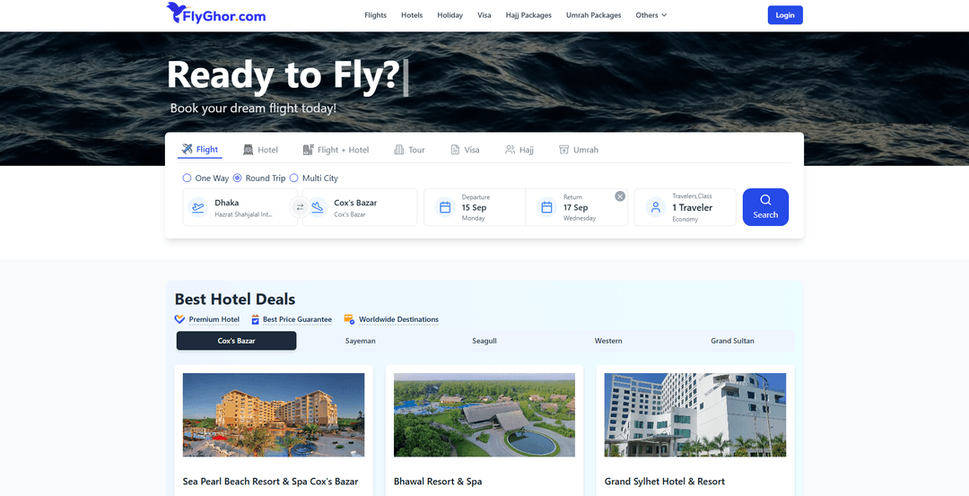 FlyGhor - Online Travel Agency (OTA) Platform
